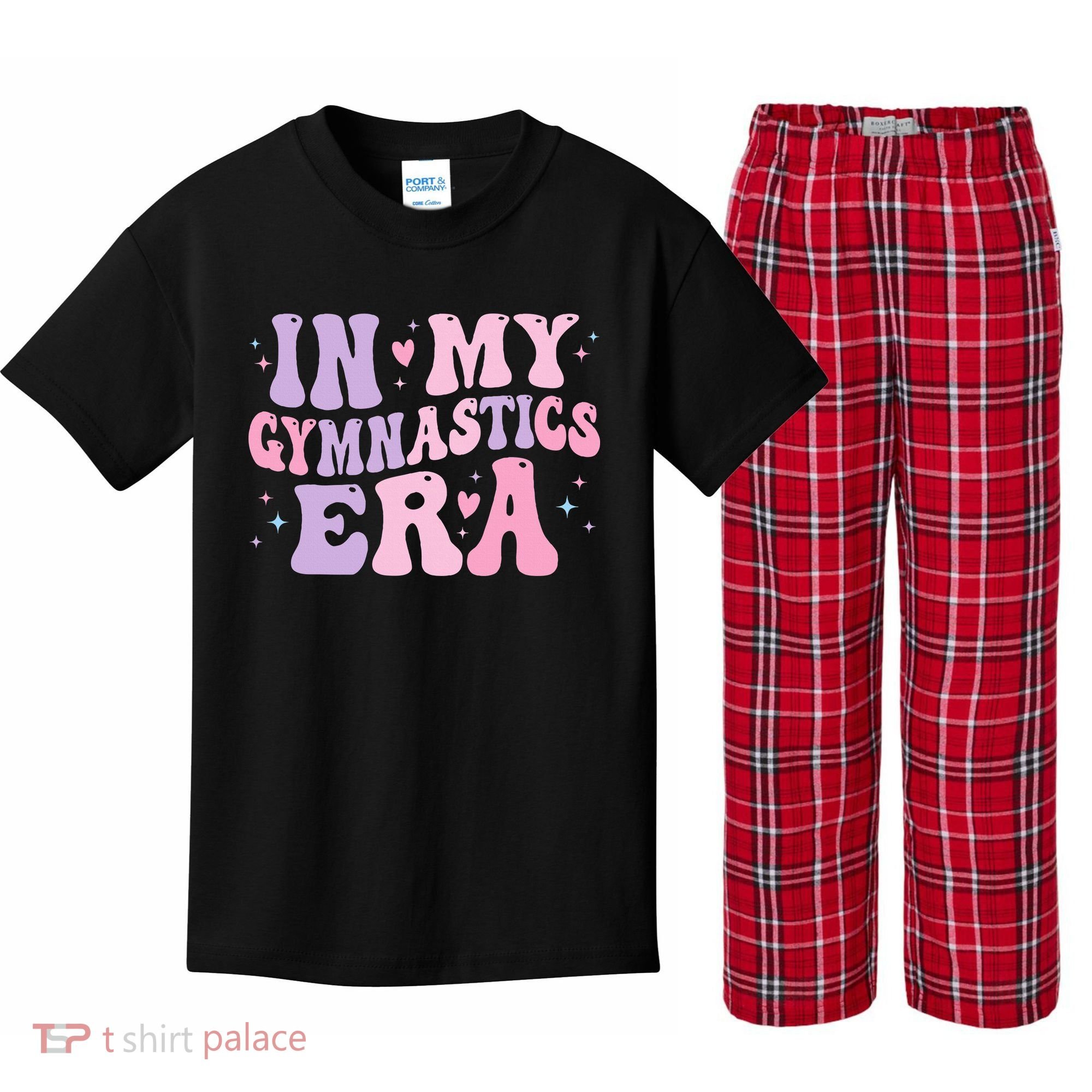In My Gymnastics Era Funny Gymnast Gymnastic Kids Plaid Pajama Set
