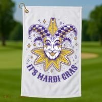 It's Mardi Gras Holiday Festival Golf Towel thumb 1