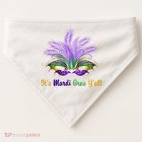 It's Mardi Gras Y'all Festive Party USA-Made Doggie Bandana thumb 0