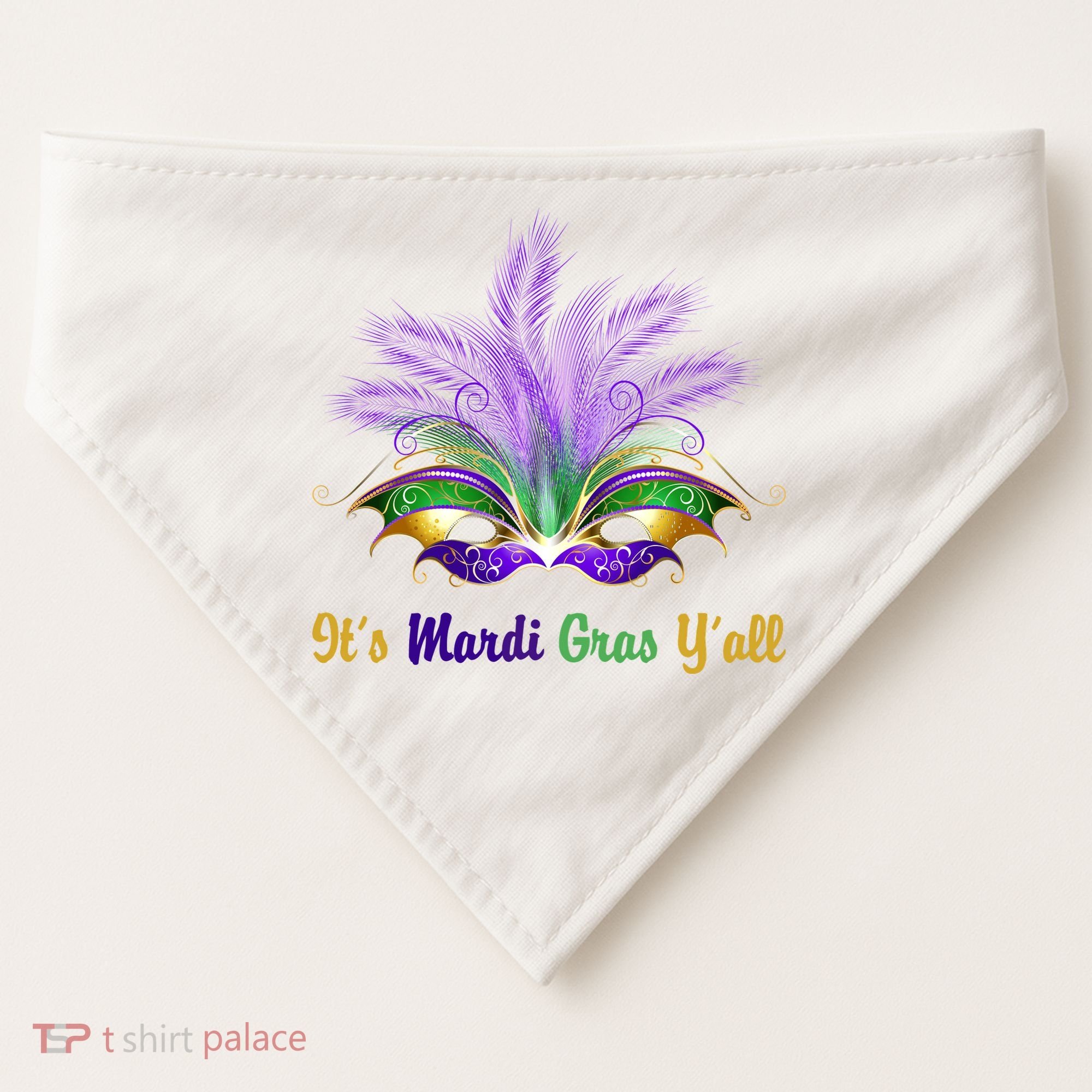 It's Mardi Gras Y'all Festive Party USA-Made Doggie Bandana