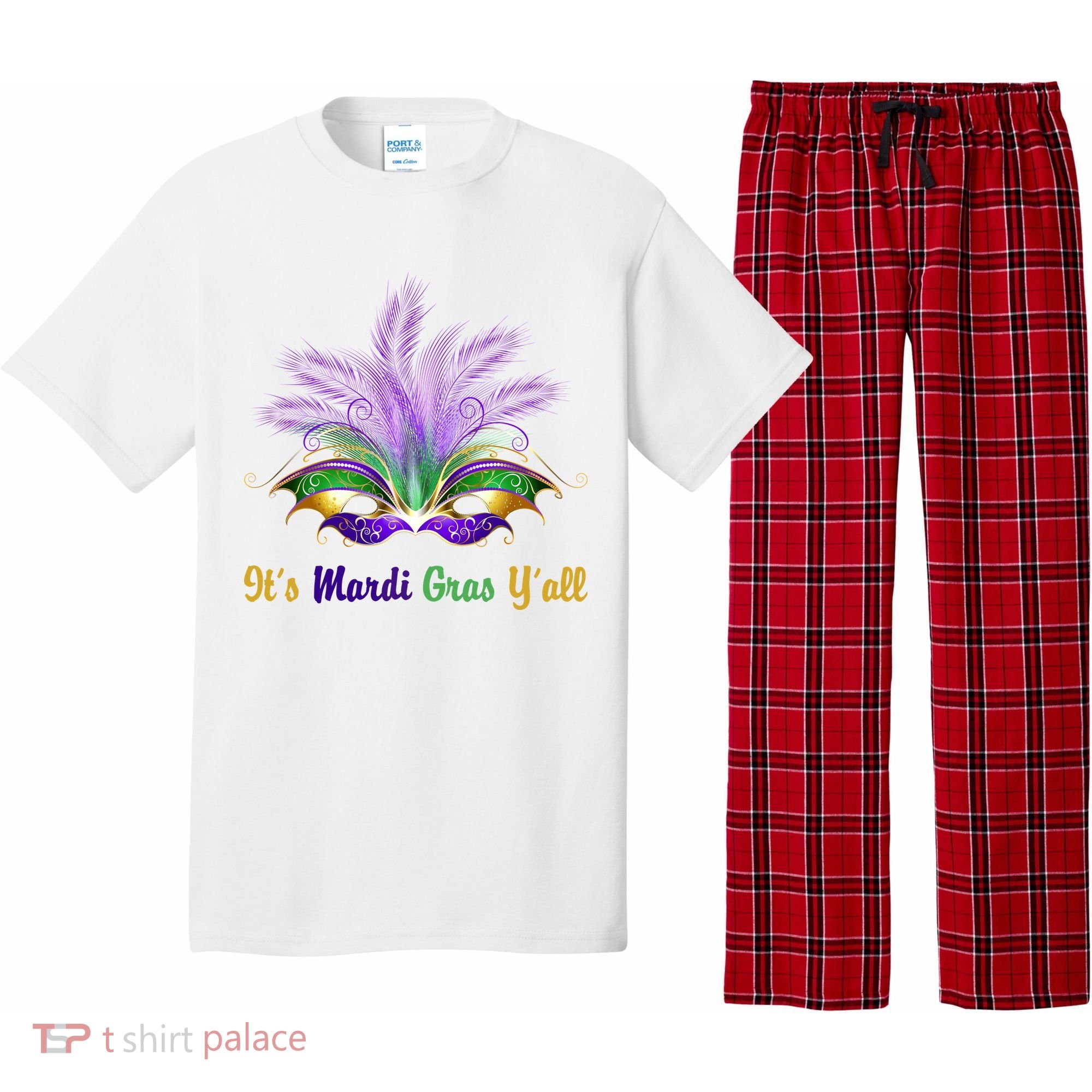 It's Mardi Gras Y'all Festive Party Pajama Set