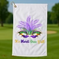 It's Mardi Gras Y'all Festive Party Golf Towel thumb 1