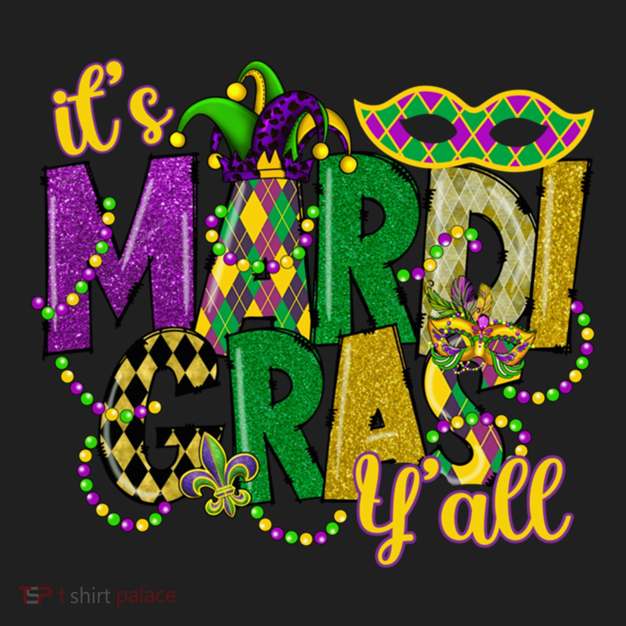 Its Mardi Gras Yall Mardi Gras Party Mask Costume Gift Golf Towel