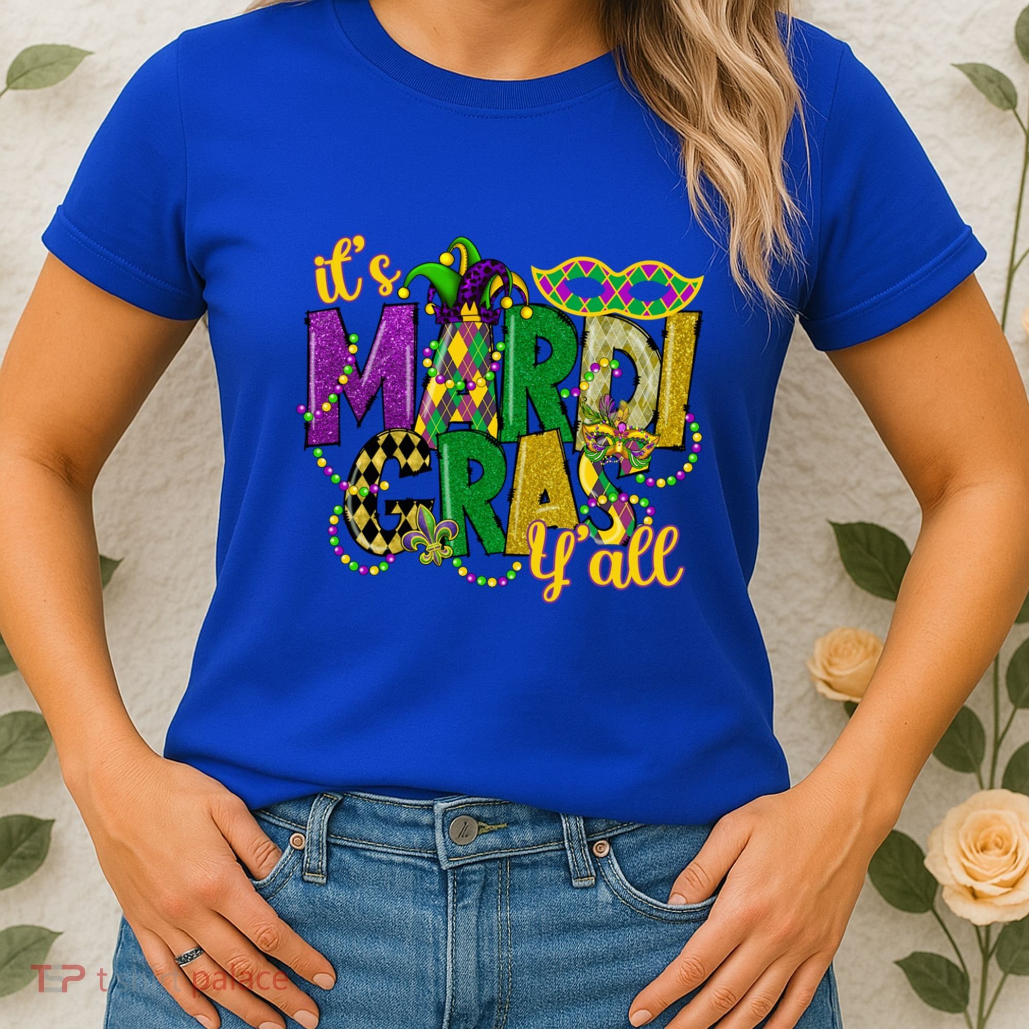 Its Mardi Gras Yall Mardi Gras Party Mask Costume Gift Women's T-Shirt