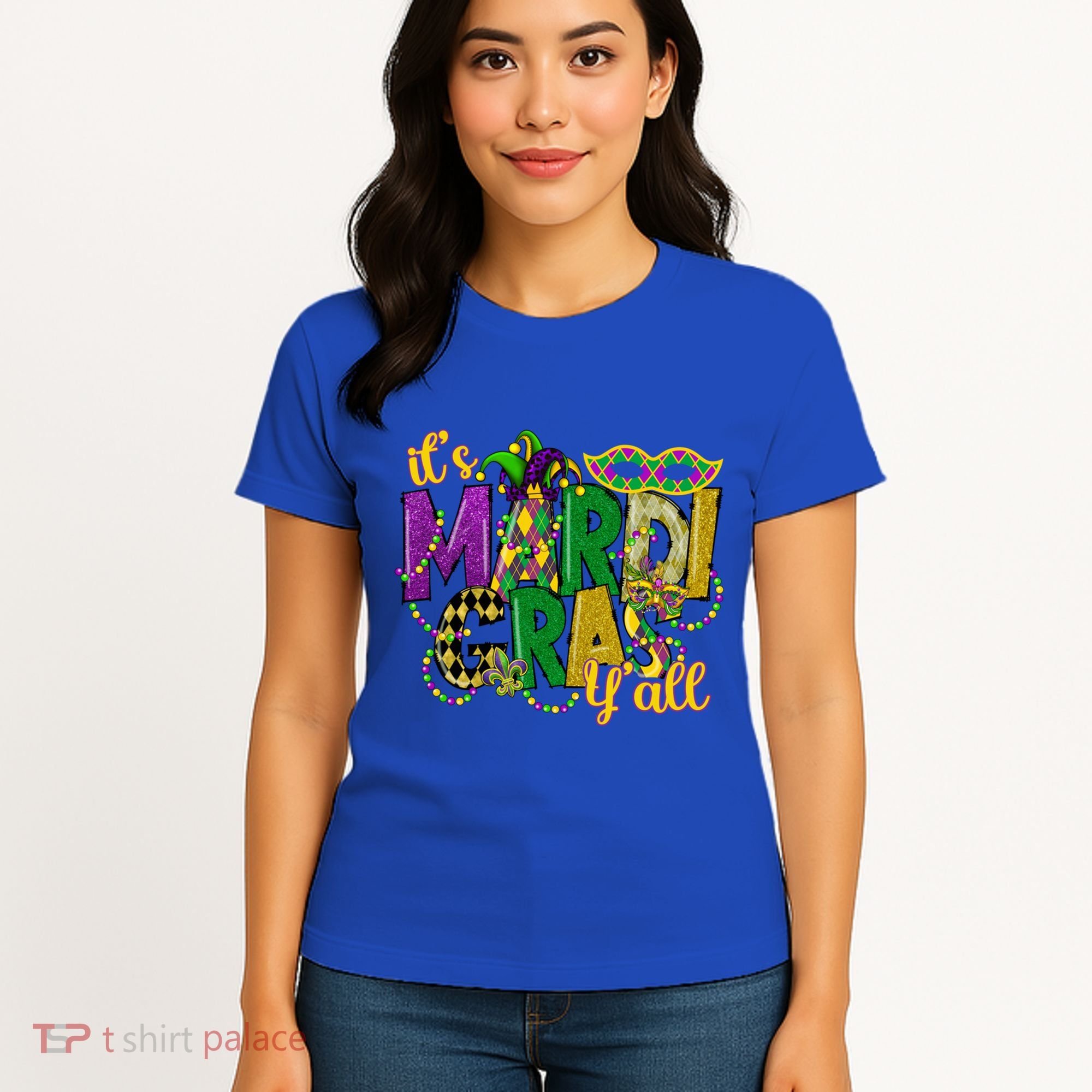 Its Mardi Gras Yall Mardi Gras Party Mask Costume Gift Women's T-Shirt