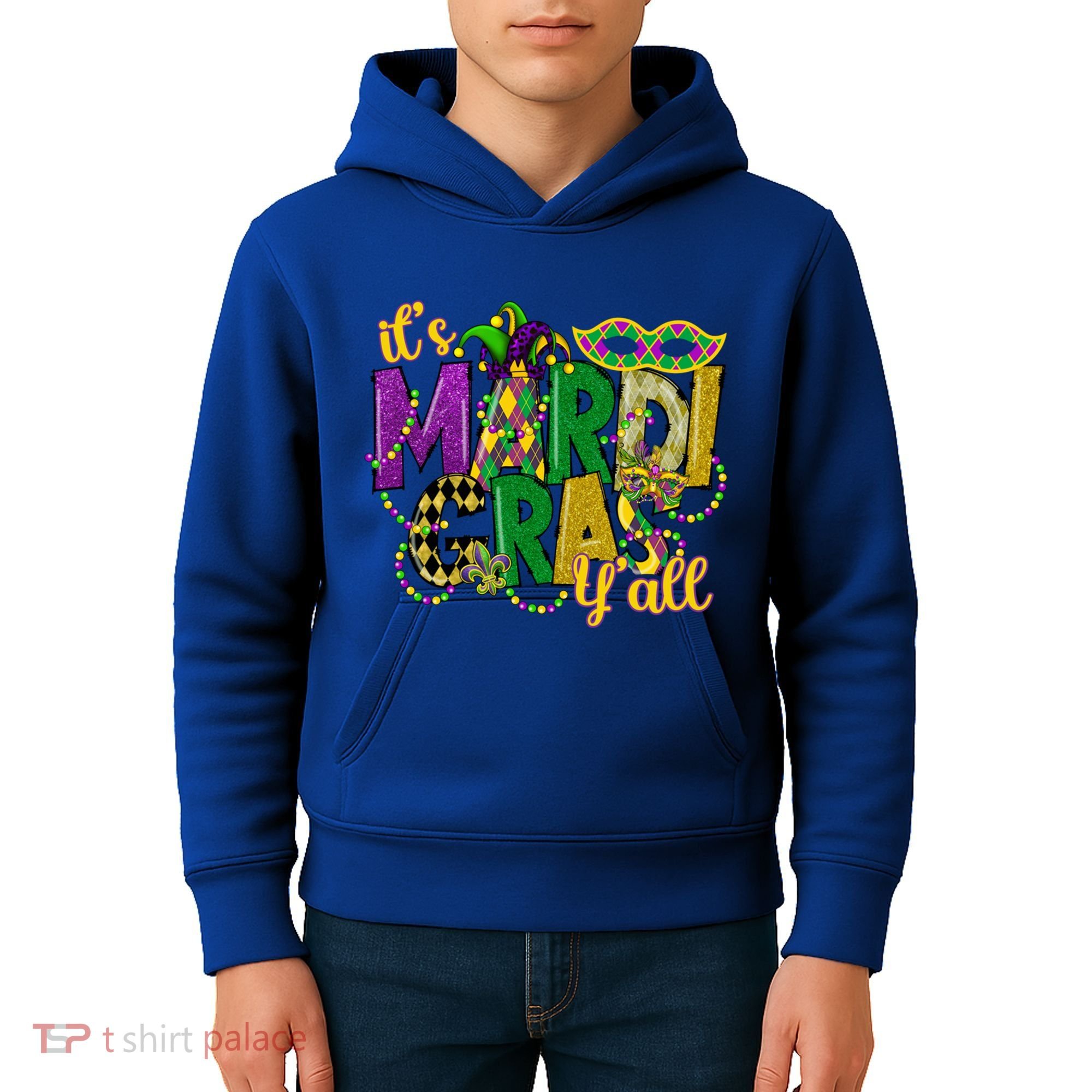 Its Mardi Gras Yall Mardi Gras Party Mask Costume Gift Kids Hoodie