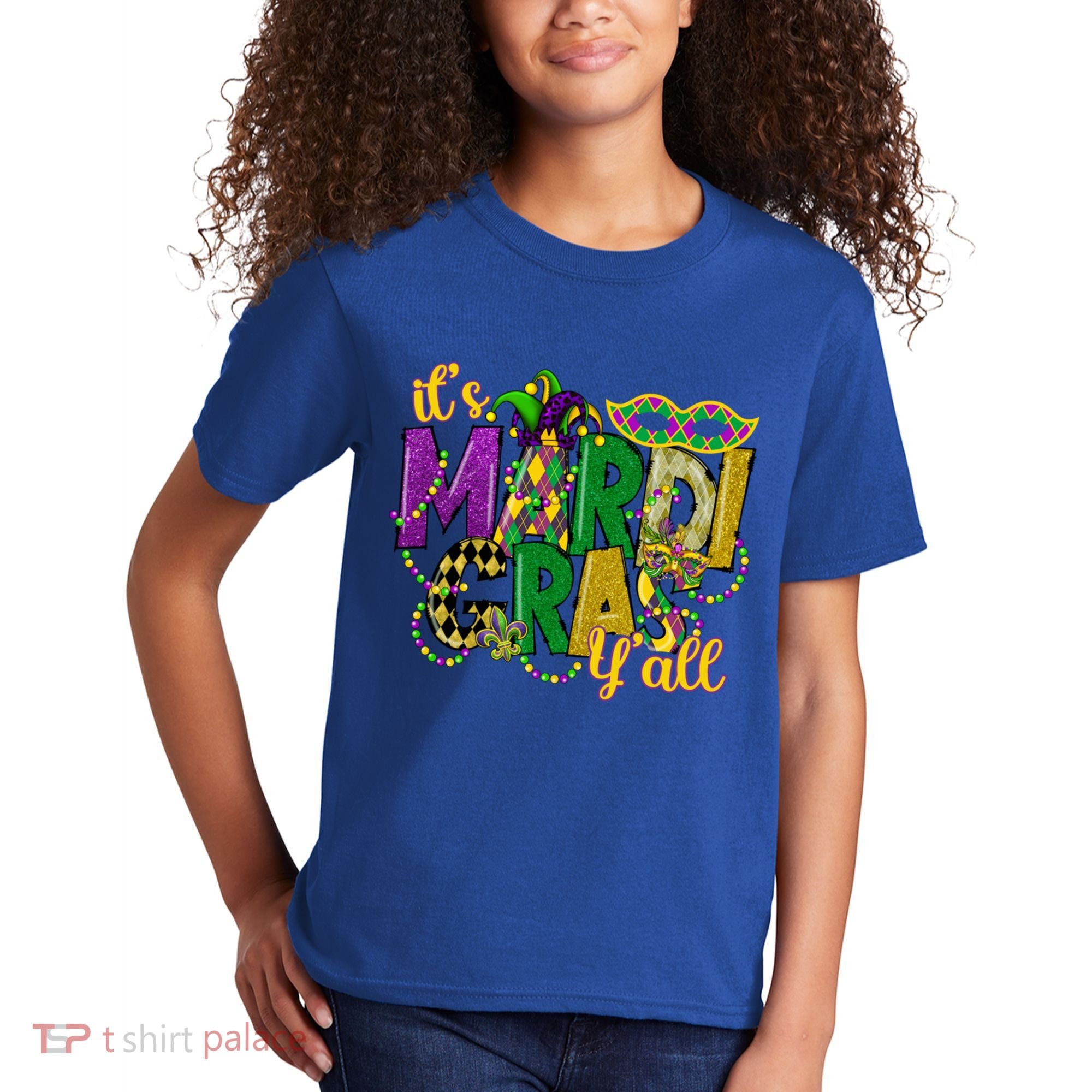 Its Mardi Gras Yall Mardi Gras Party Mask Costume Gift Kids T-Shirt