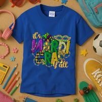Its Mardi Gras Yall Mardi Gras Party Mask Costume Gift Kids T-Shirt thumb 3