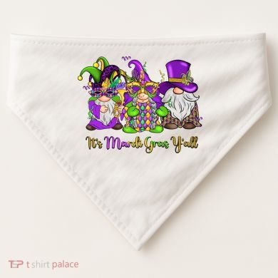 It's Mardi Gras Y'all Gnome Fat Tuesday Gift Fleur De Lis USA-Made Doggie Bandana
