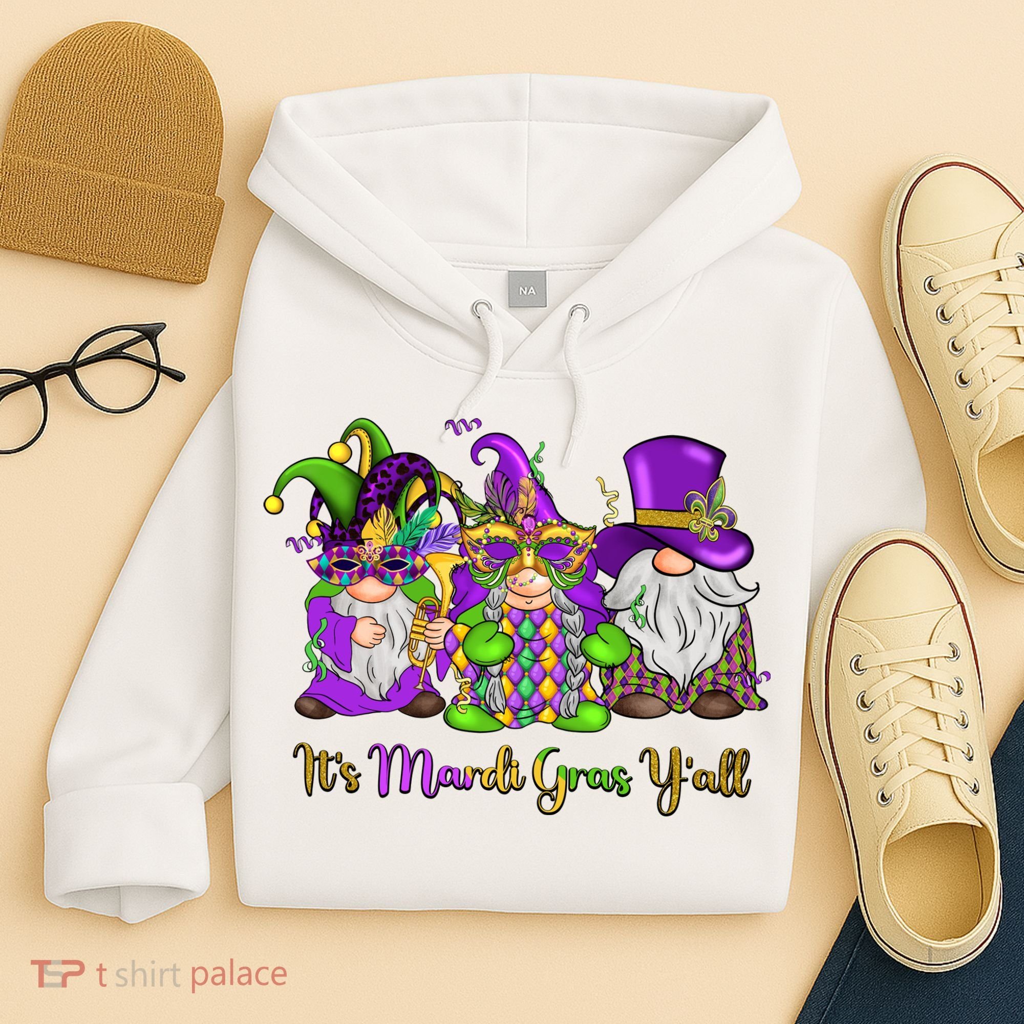 It's Mardi Gras Y'all Gnome Fat Tuesday Gift Fleur De Lis Hoodie