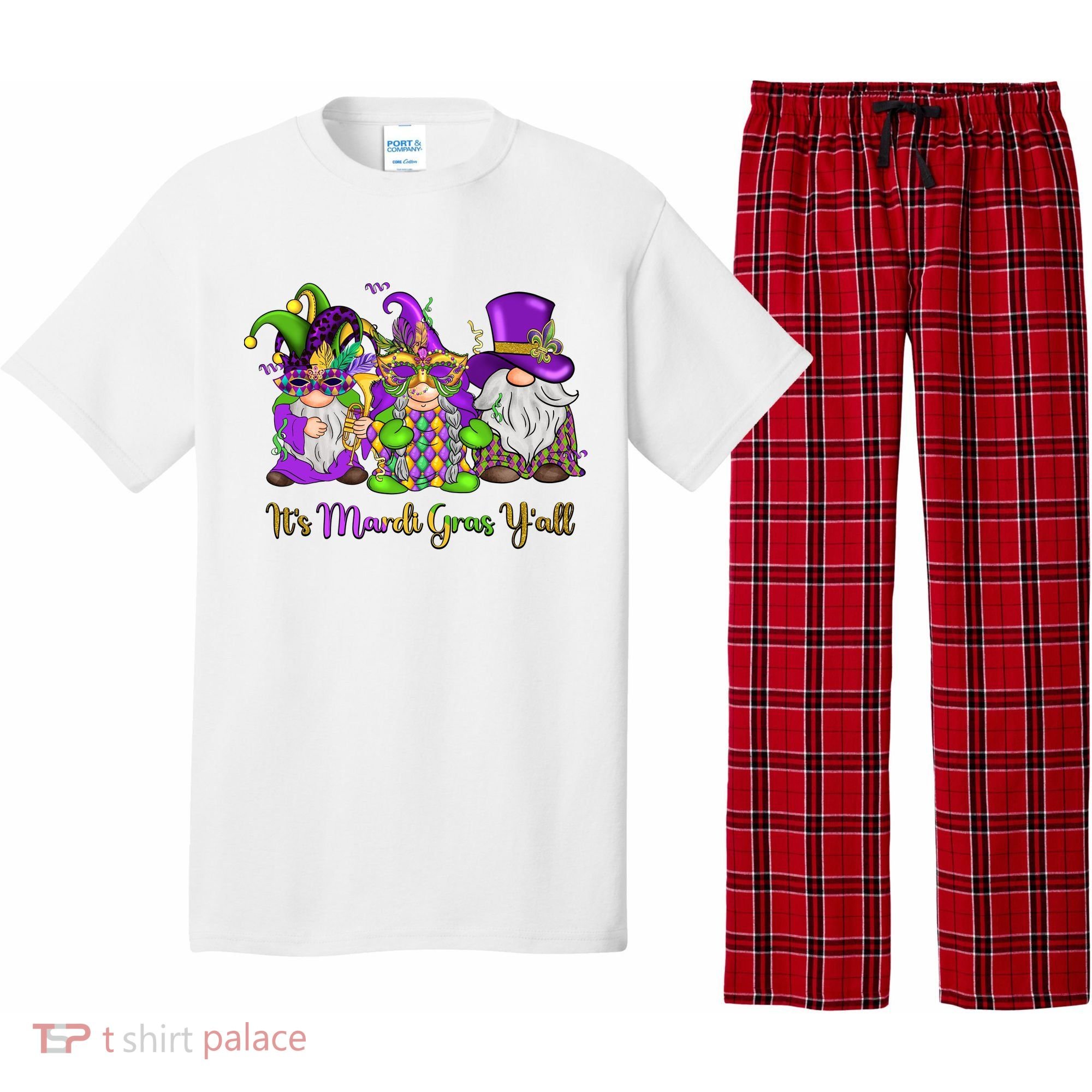 It's Mardi Gras Y'all Gnome Fat Tuesday Gift Fleur De Lis Pajama Set