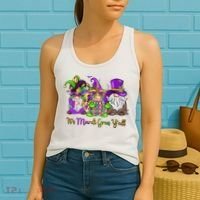 It's Mardi Gras Y'all Gnome Fat Tuesday Gift Fleur De Lis Women's Tank Top thumb 2