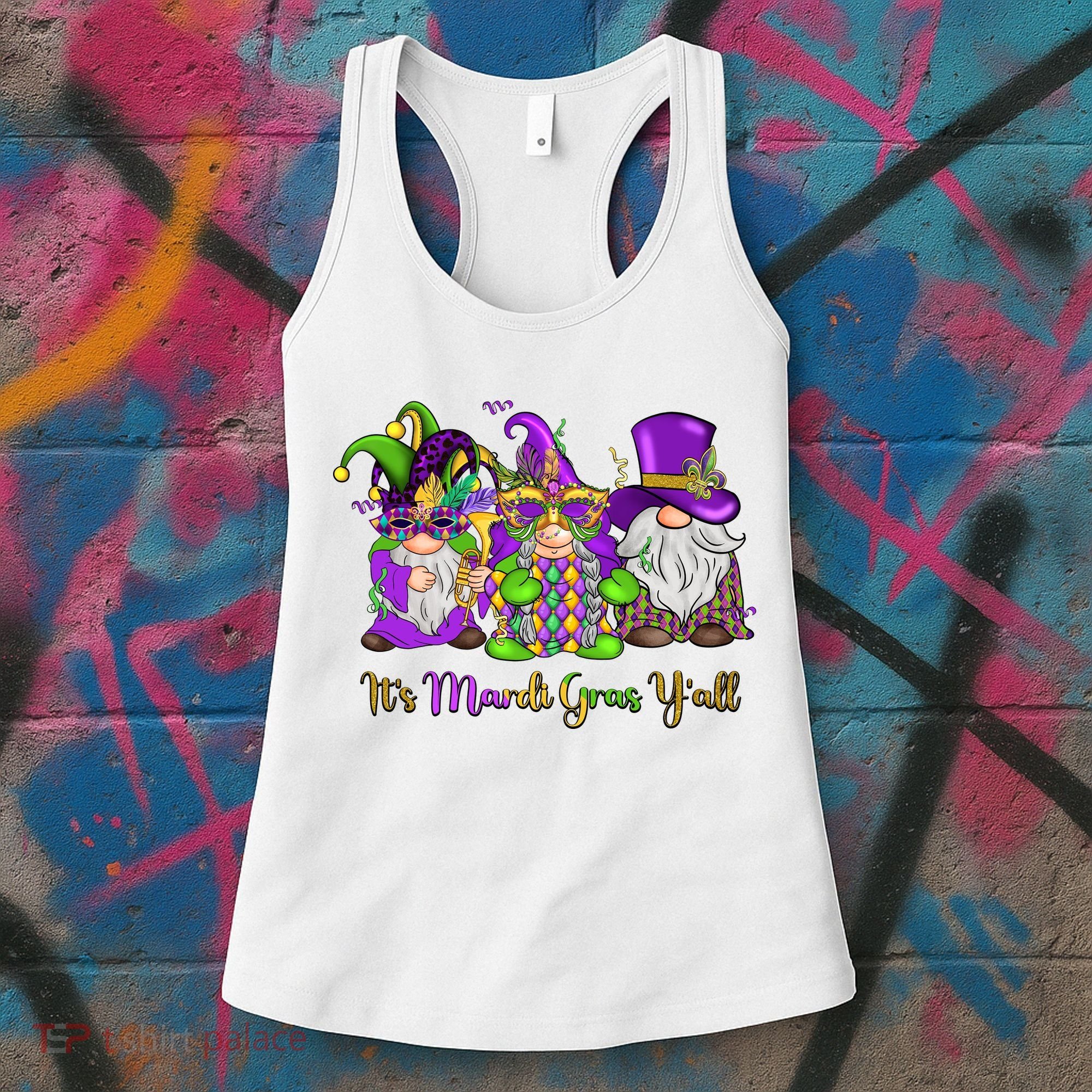 It's Mardi Gras Y'all Gnome Fat Tuesday Gift Fleur De Lis Women's Tank Top
