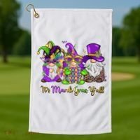 It's Mardi Gras Y'all Gnome Fat Tuesday Gift Fleur De Lis Golf Towel thumb 1