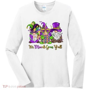 It's Mardi Gras Y'all Gnome Fat Tuesday Gift Fleur De Lis Women's Long Sleeve Shirt