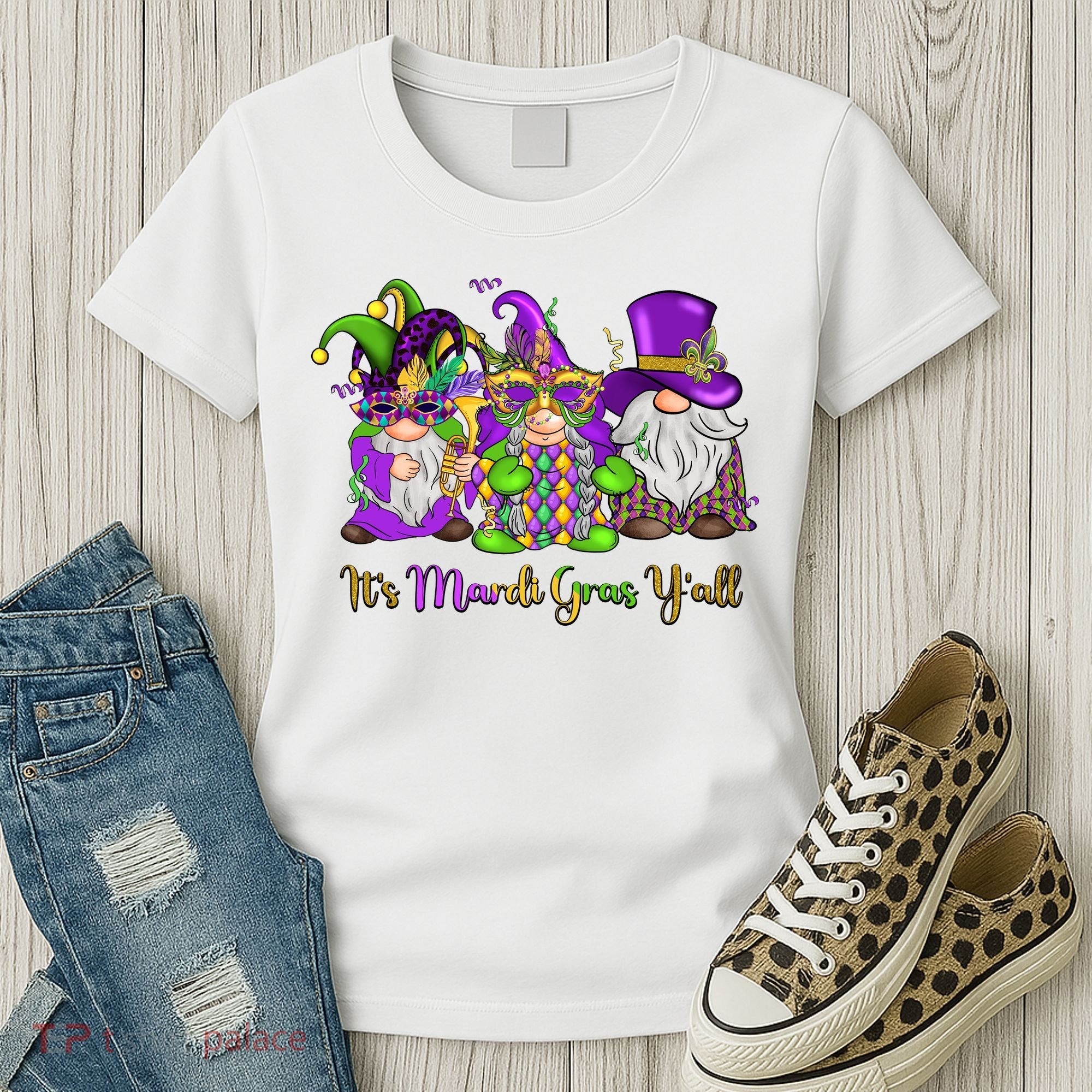 It's Mardi Gras Y'all Gnome Fat Tuesday Gift Fleur De Lis Women's T-Shirt