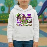 It's Mardi Gras Y'all Gnome Fat Tuesday Gift Fleur De Lis Kids Hoodie thumb 3