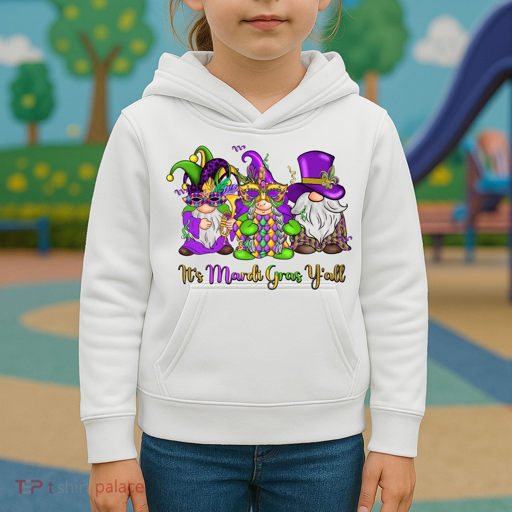 It's Mardi Gras Y'all Gnome Fat Tuesday Gift Fleur De Lis Kids Hoodie