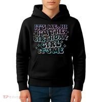 It's Me Hi I'm Birthday Girl It's Me Groovy  Kids Hoodie thumb 4