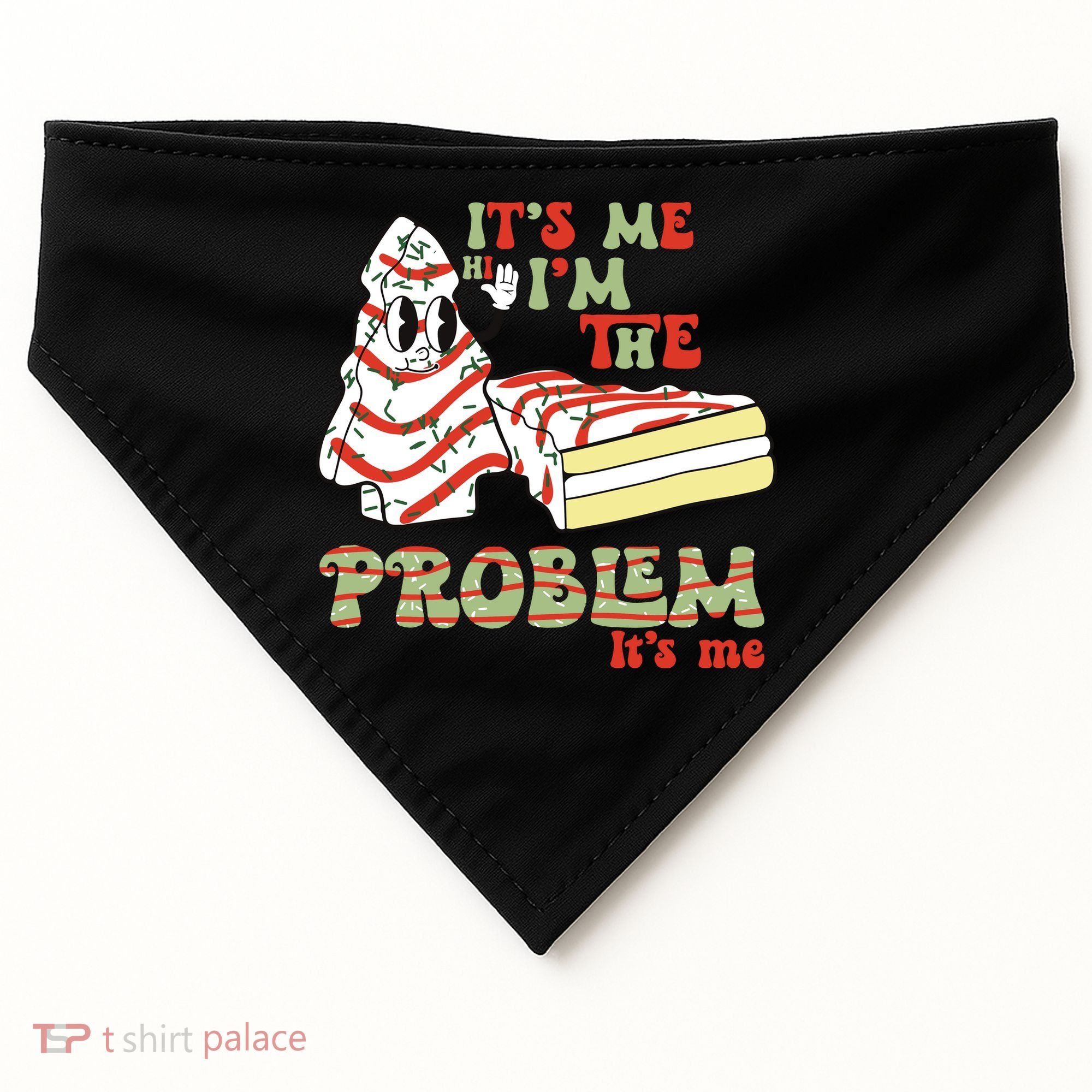 Its Me Hi Im The Problem Its Me Christmas Tree Cake USA-Made Doggie Bandana