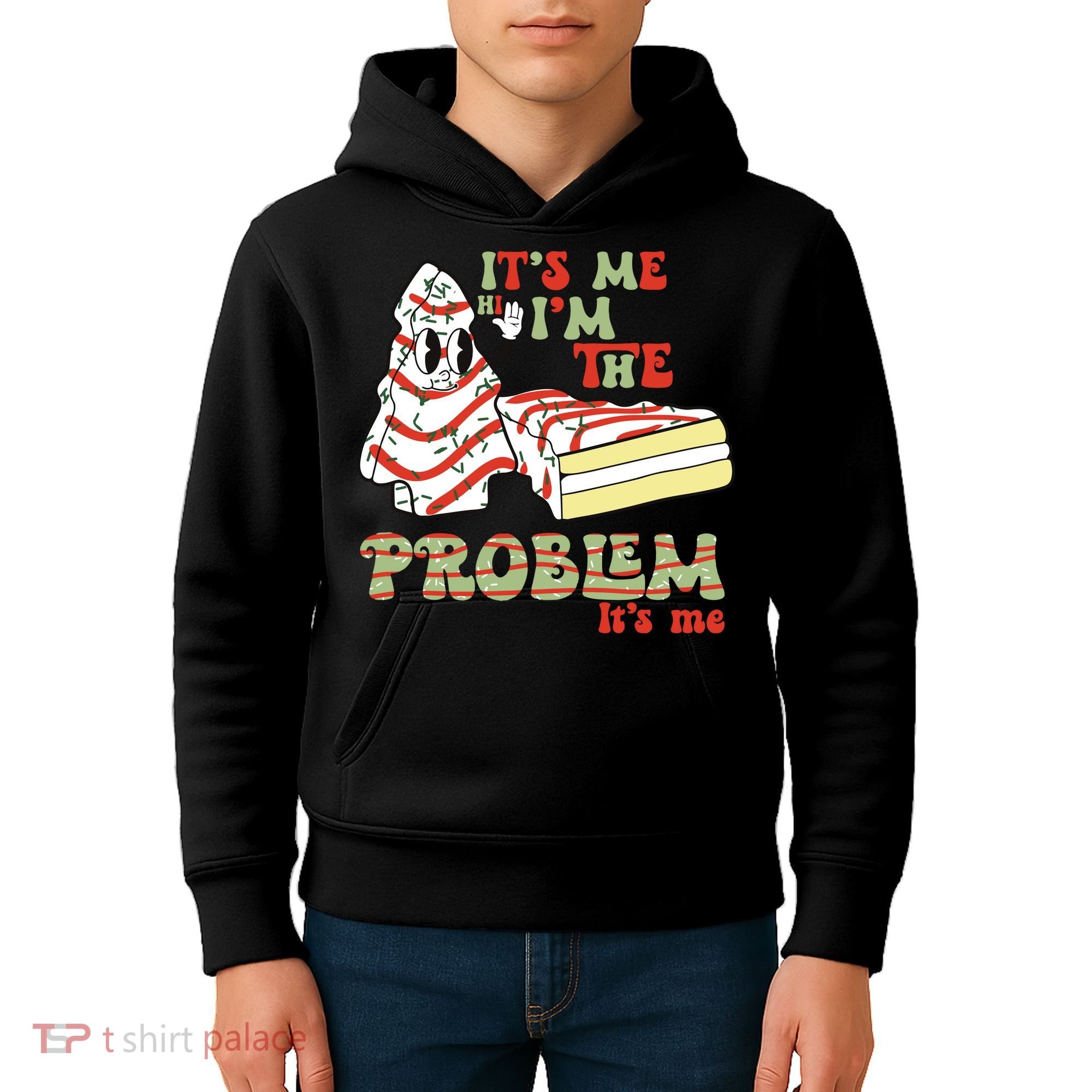 Its Me Hi Im The Problem Its Me Christmas Tree Cake Kids Hoodie