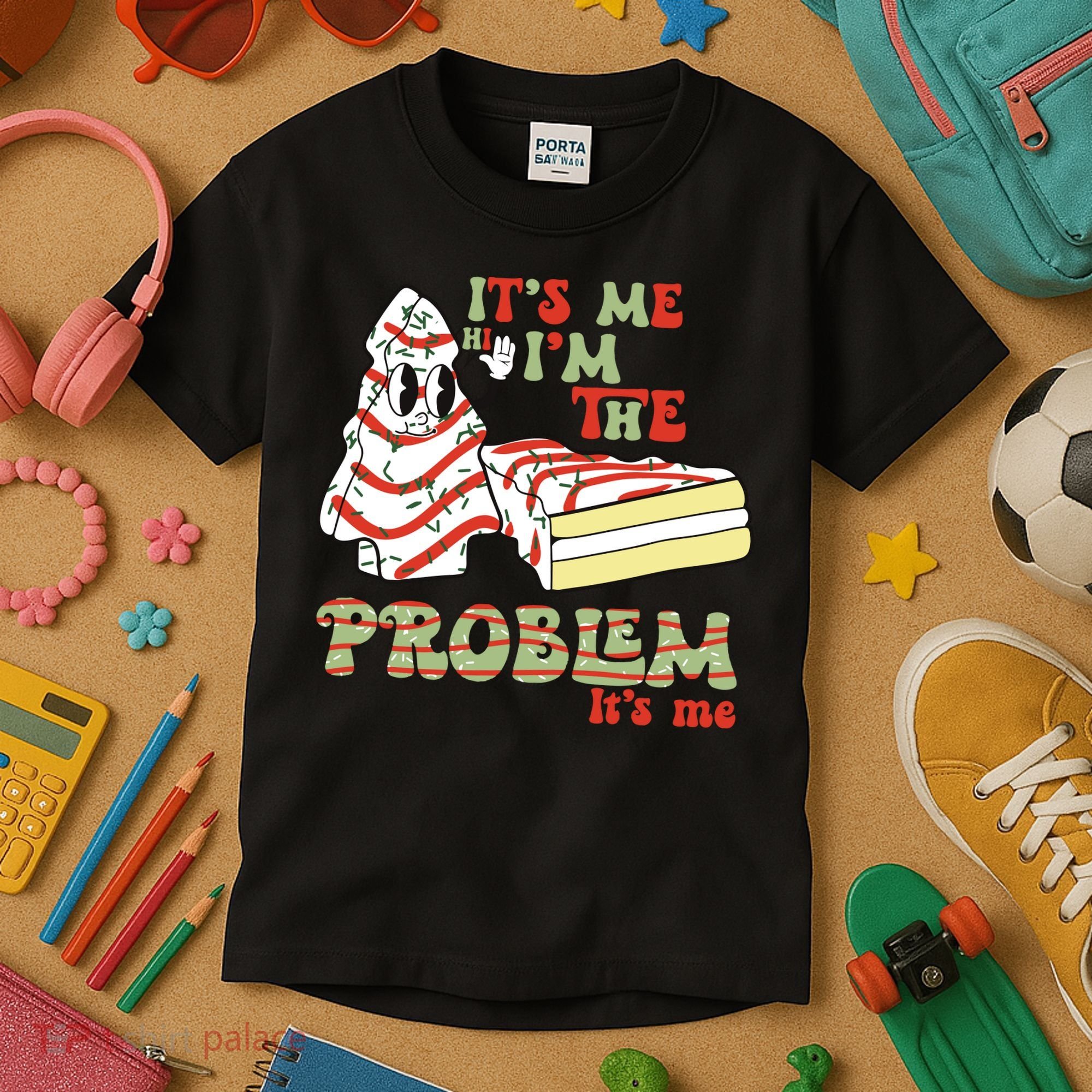 Its Me Hi Im The Problem Its Me Christmas Tree Cake Kids T-Shirt