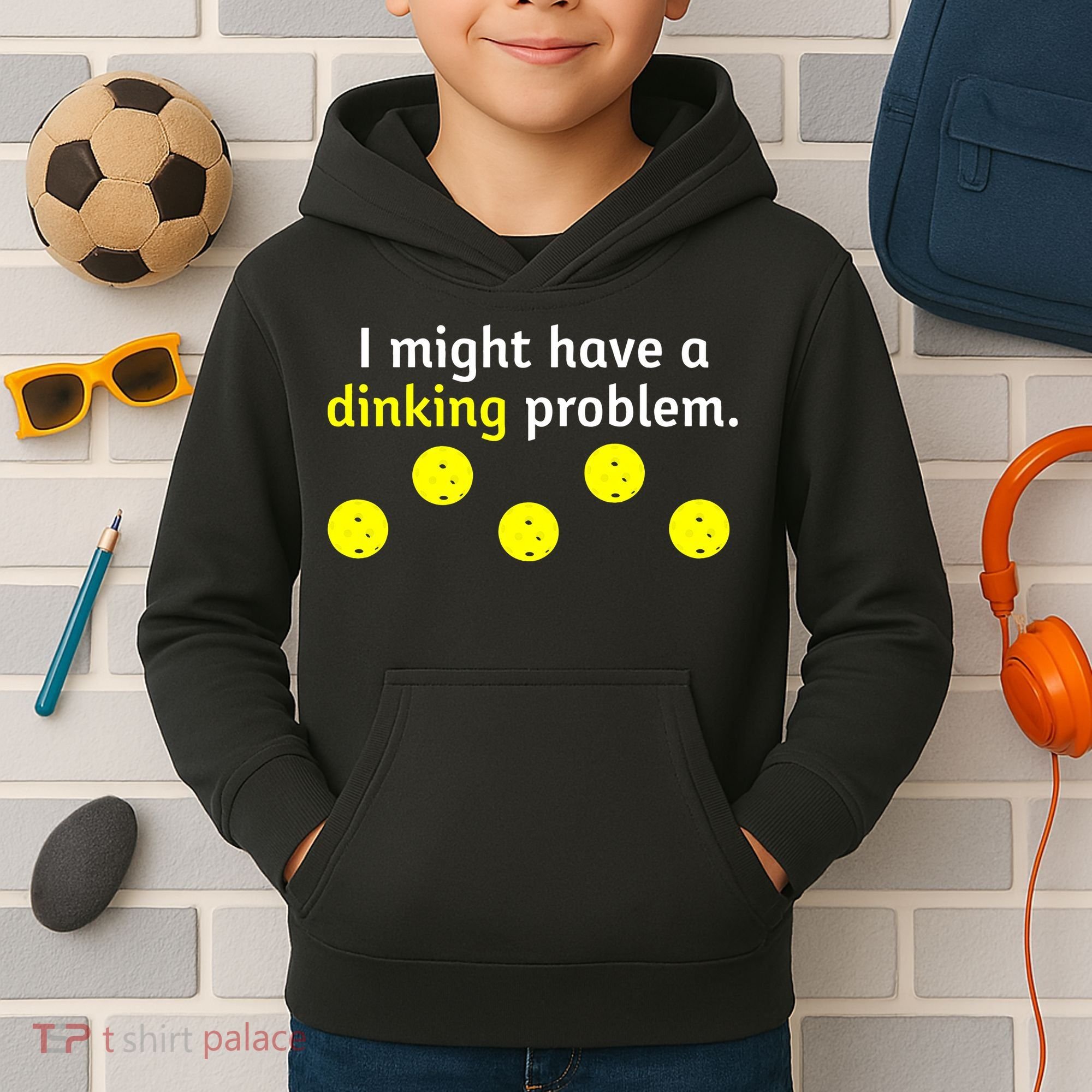 I Might Have A Dinking Problem Funny Pickleball Kids Hoodie