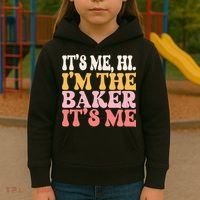 ItS Me Hi IM The Baker Cookie Baking Funny Woman Baker Kids Hoodie thumb 3