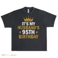 It'S My Husband'S 95 Year Old Birthday Couple 95th Birthday Urban Oversized Heavyweight T-Shirt thumb 0