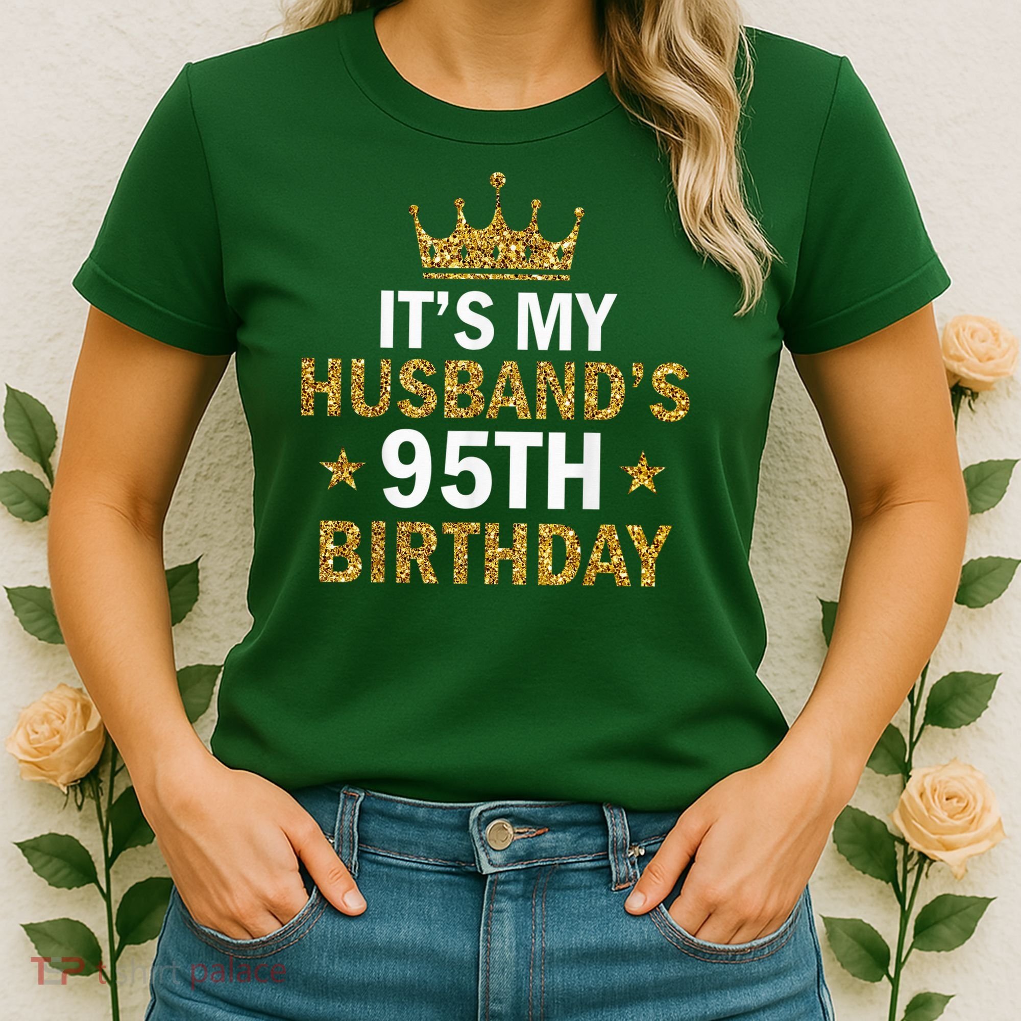 It'S My Husband'S 95 Year Old Birthday Couple 95th Birthday Women's T-Shirt