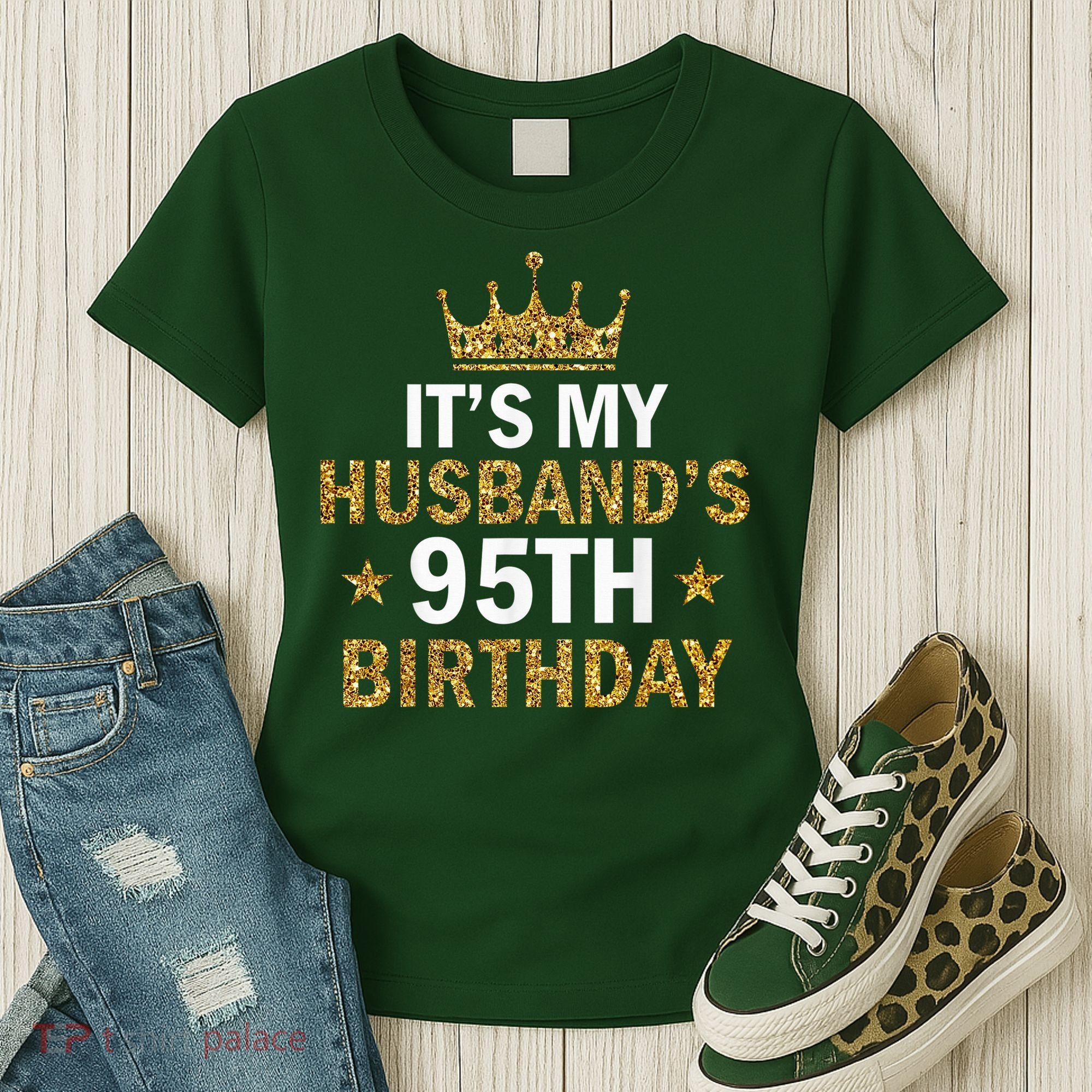 It'S My Husband'S 95 Year Old Birthday Couple 95th Birthday Women's T-Shirt