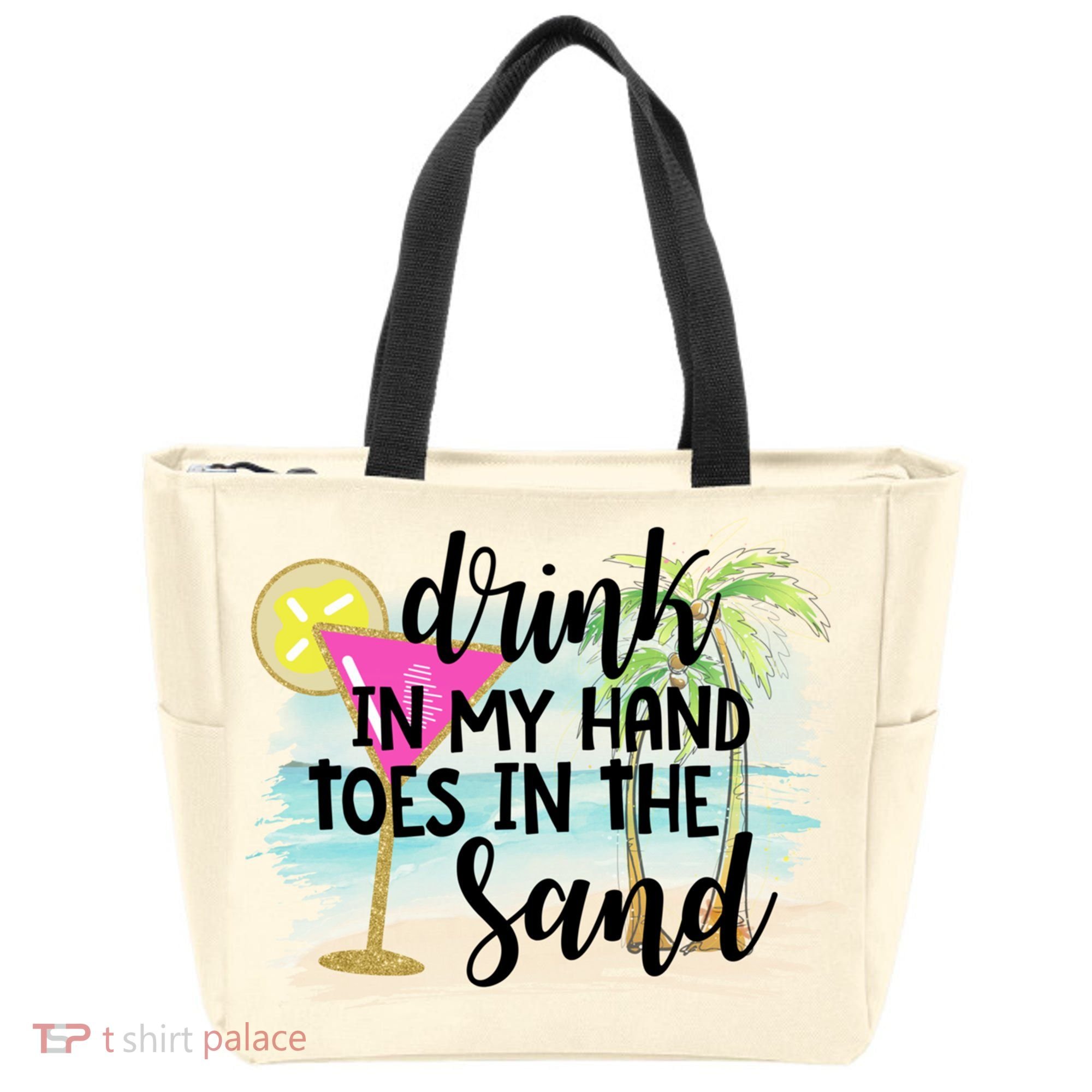 In My Hand Toes In The Sand Summer Vibes Beach Vacay Cool Gift Tote Bag