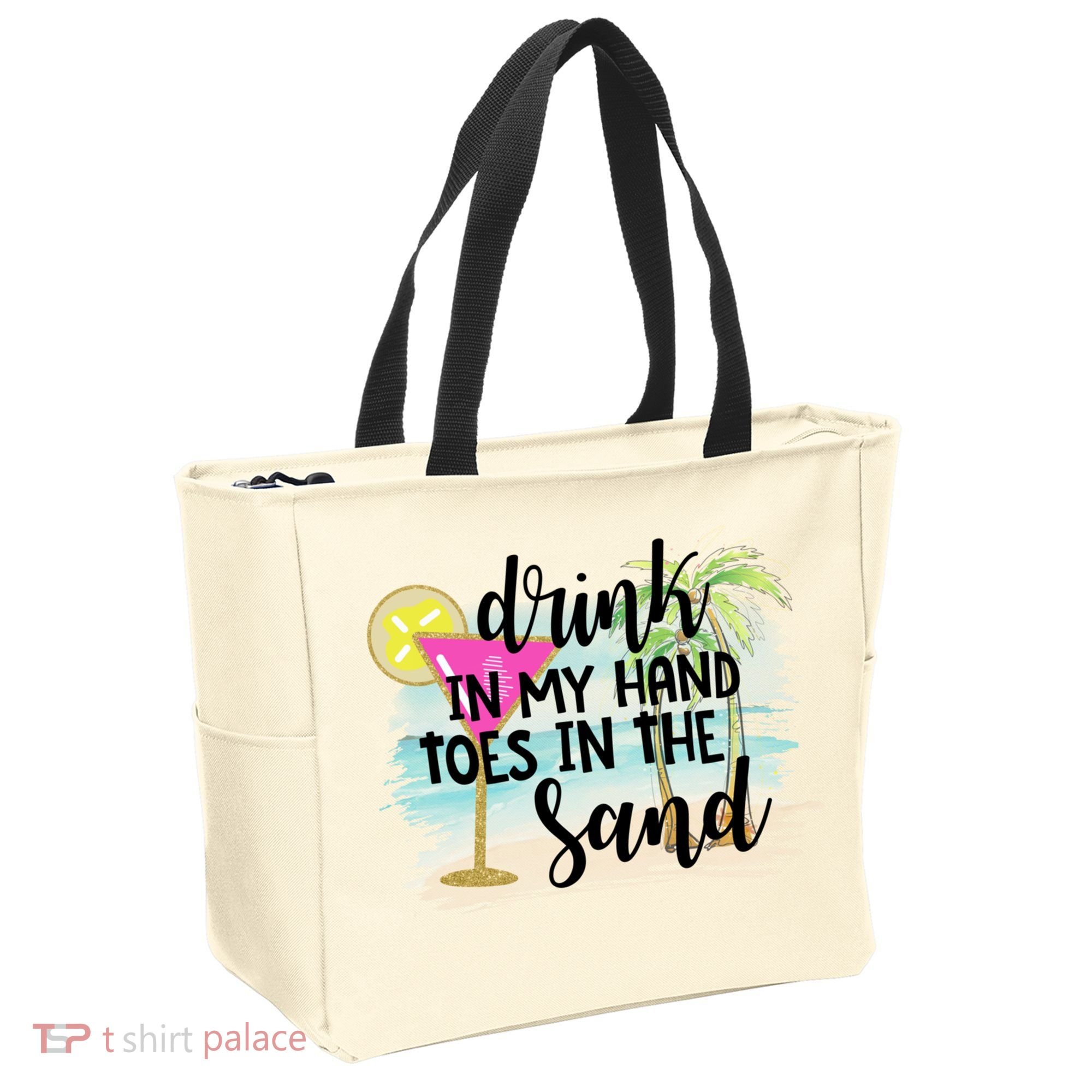 In My Hand Toes In The Sand Summer Vibes Beach Vacay Cool Gift Tote Bag