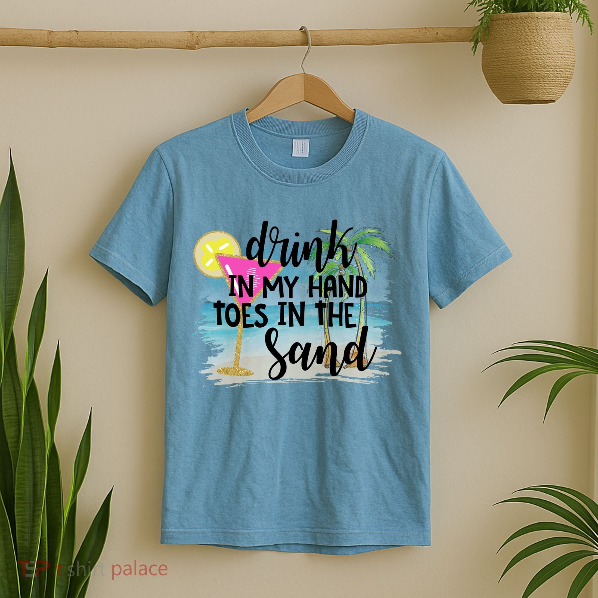 In My Hand Toes In The Sand Summer Vibes Beach Vacay Cool Gift T-Shirt