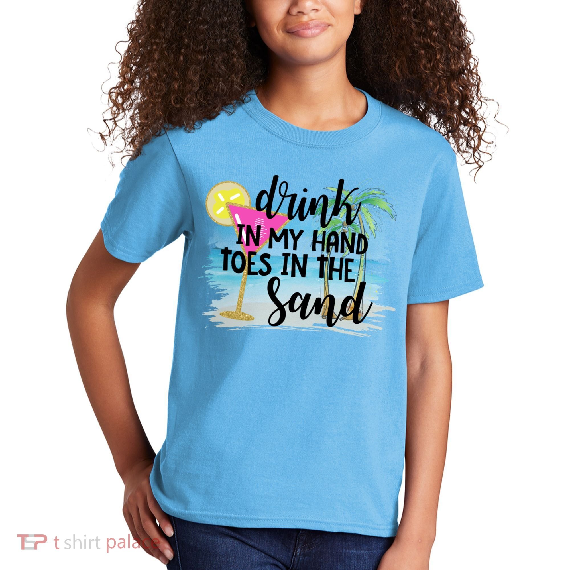 In My Hand Toes In The Sand Summer Vibes Beach Vacay Cool Gift Kids T-Shirt