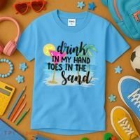 In My Hand Toes In The Sand Summer Vibes Beach Vacay Cool Gift Kids T-Shirt thumb 3