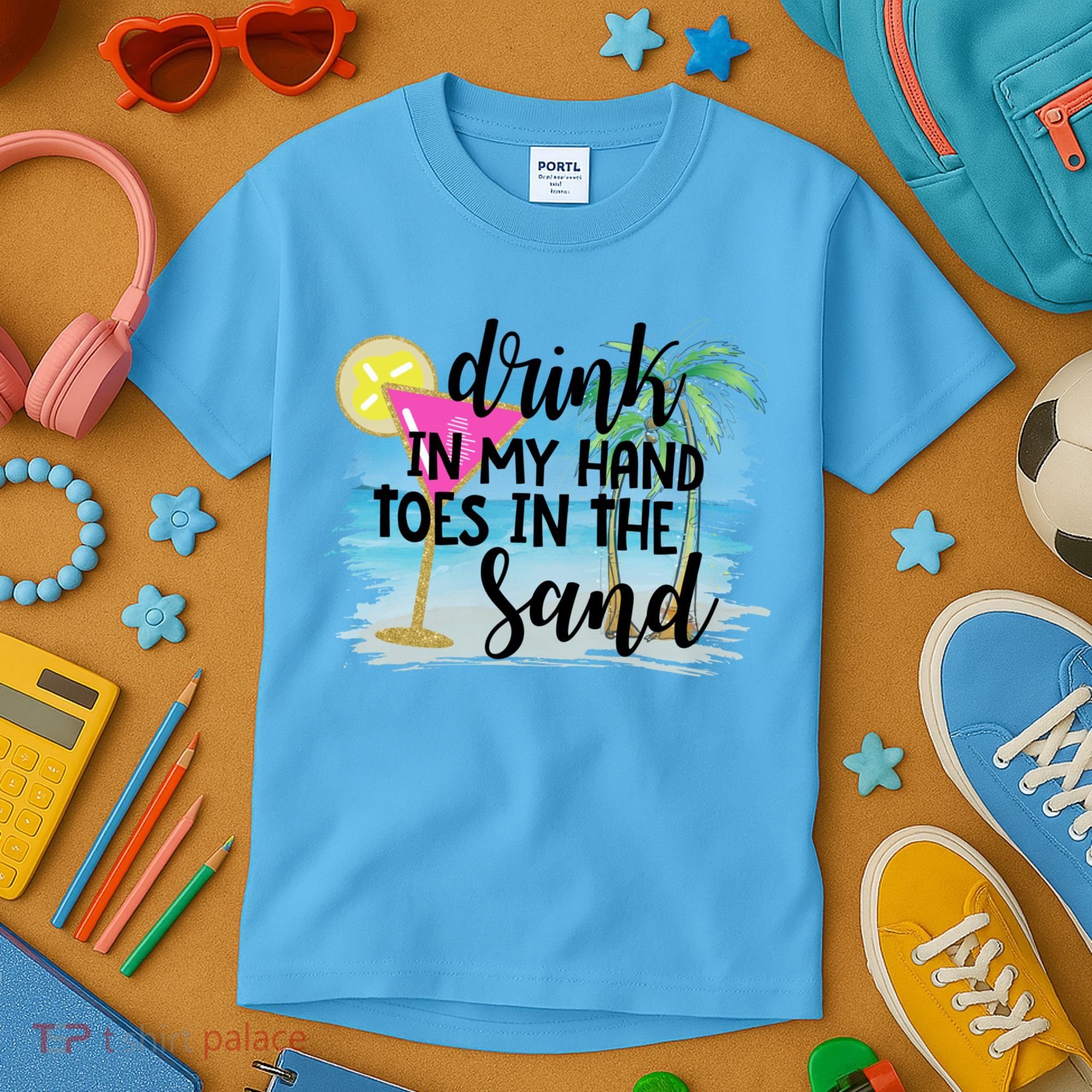 In My Hand Toes In The Sand Summer Vibes Beach Vacay Cool Gift Kids T-Shirt