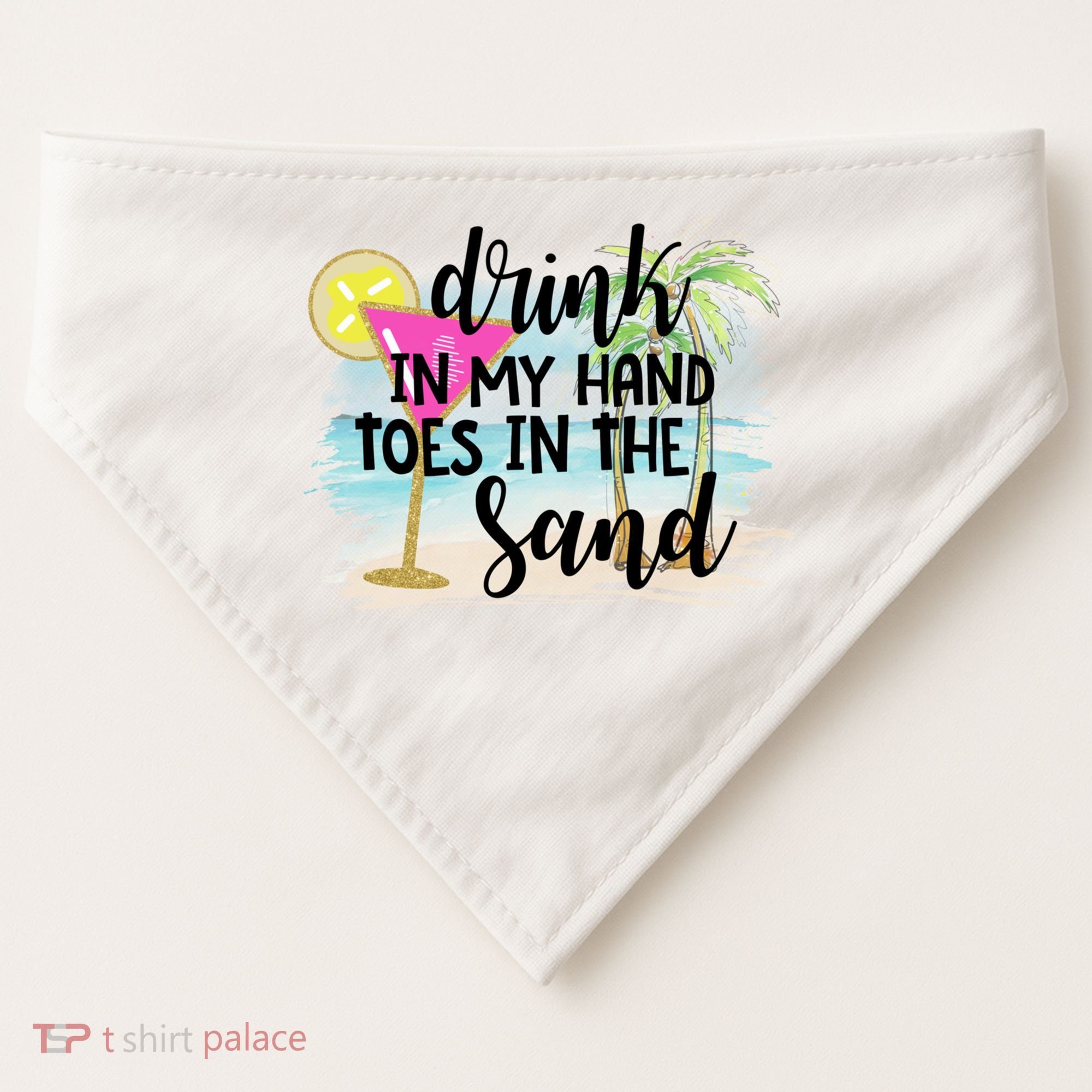 In My Hand Toes In The Sand Summer Vibes Beach Vacay Cool Gift USA-Made Doggie Bandana