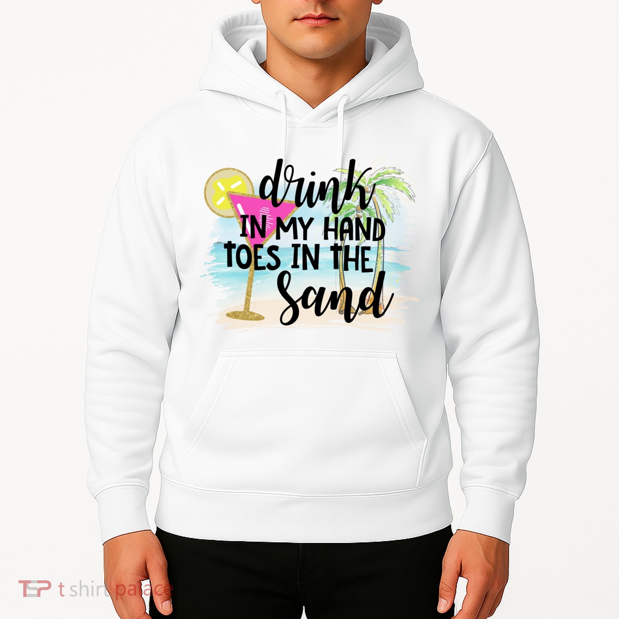 In My Hand Toes In The Sand Summer Vibes Beach Vacay Cool Gift Hoodie