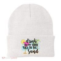In My Hand Toes In The Sand Summer Vibes Beach Vacay Cool Gift Beanie thumb 0