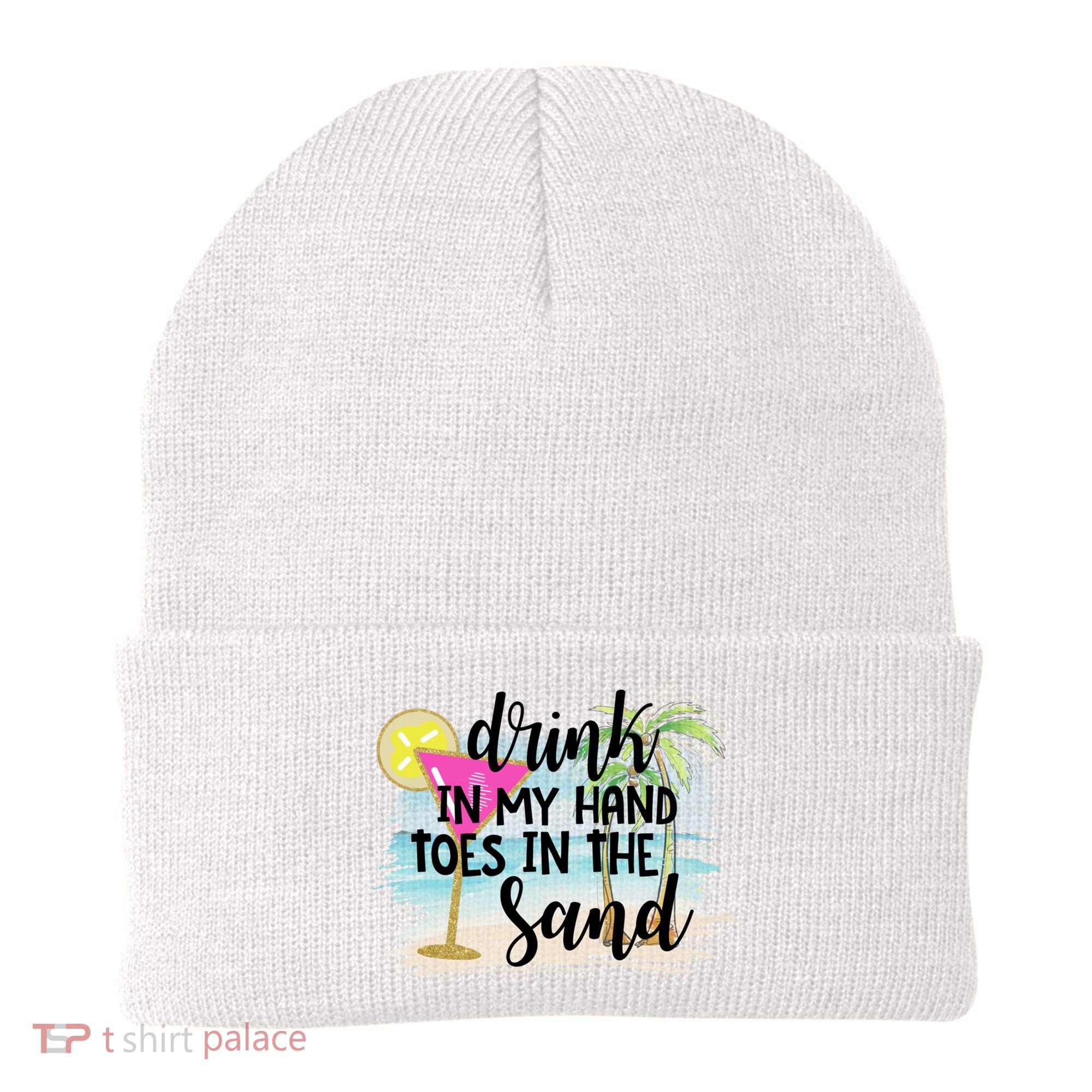 In My Hand Toes In The Sand Summer Vibes Beach Vacay Cool Gift Beanie