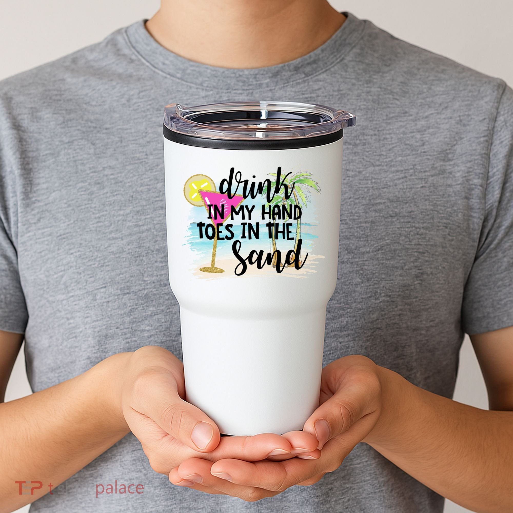 In My Hand Toes In The Sand Summer Vibes Beach Vacay Cool Gift Tumbler
