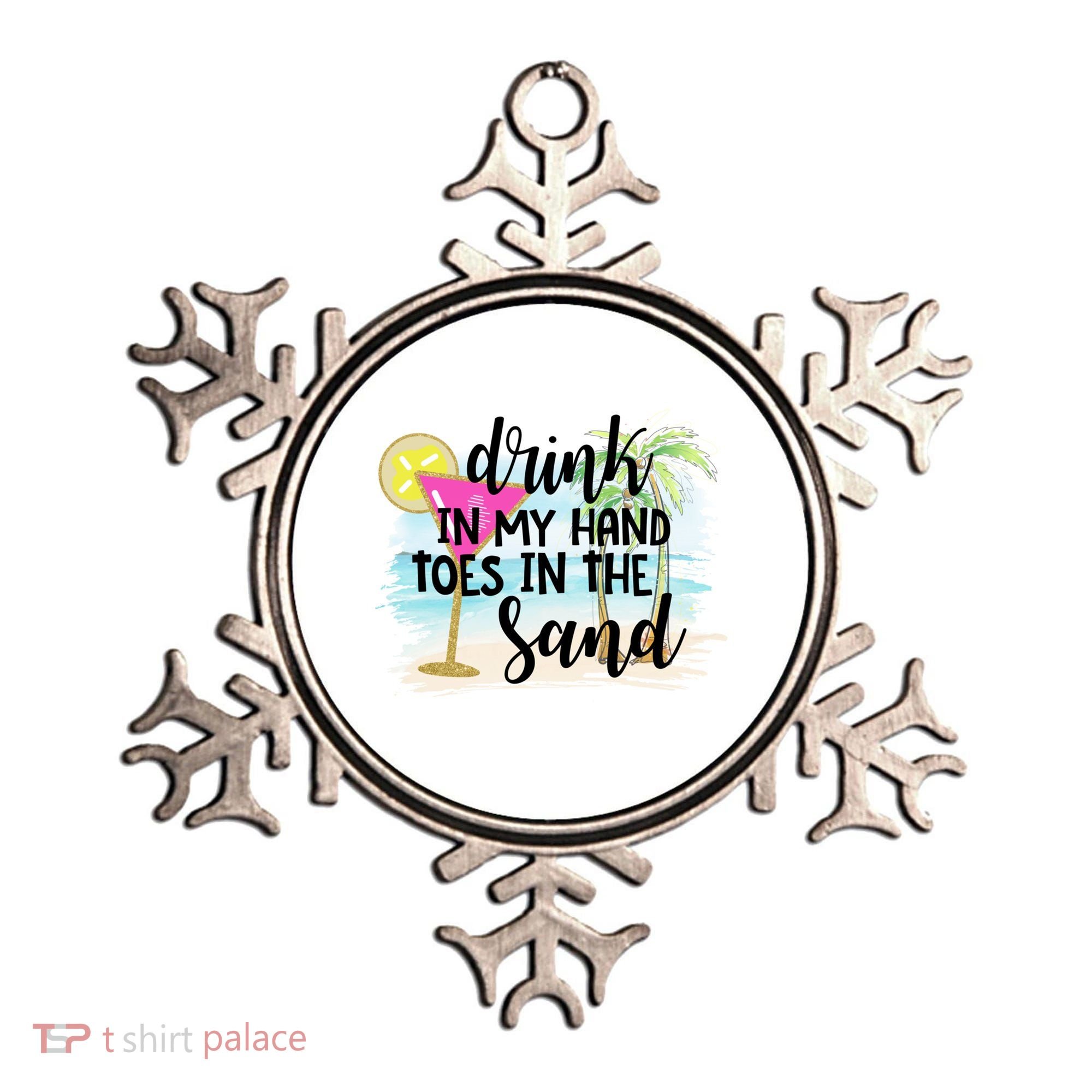 In My Hand Toes In The Sand Summer Vibes Beach Vacay Cool Gift Ornament