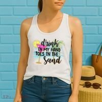 In My Hand Toes In The Sand Summer Vibes Beach Vacay Cool Gift Women's Tank Top thumb 2