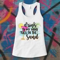 In My Hand Toes In The Sand Summer Vibes Beach Vacay Cool Gift Women's Tank Top thumb 3