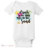 In My Hand Toes In The Sand Summer Vibes Beach Vacay Cool Gift Baby Bodysuit thumb 0