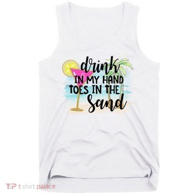 In My Hand Toes In The Sand Summer Vibes Beach Vacay Cool Gift Tank Top
