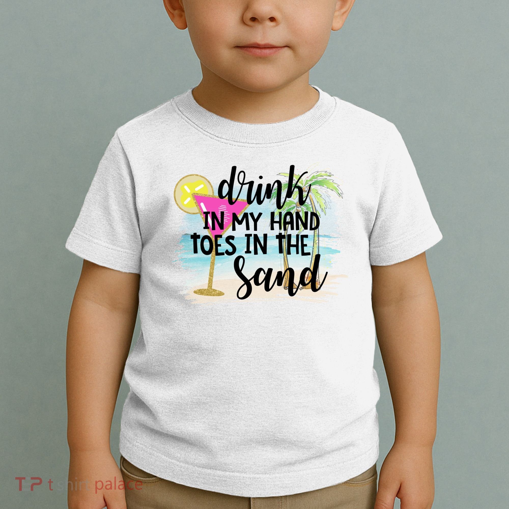 In My Hand Toes In The Sand Summer Vibes Beach Vacay Cool Gift Toddler T-Shirt