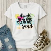 In My Hand Toes In The Sand Summer Vibes Beach Vacay Cool Gift Women's T-Shirt thumb 3