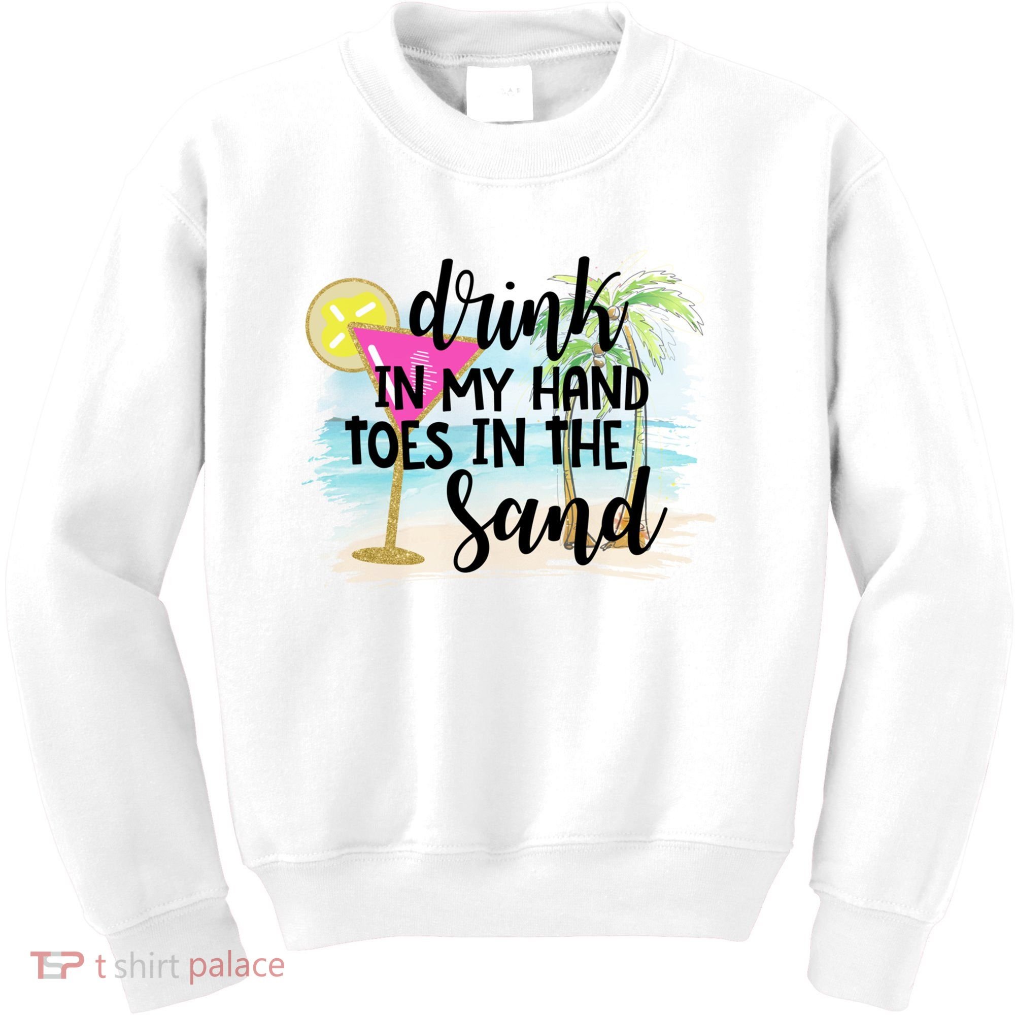 In My Hand Toes In The Sand Summer Vibes Beach Vacay Cool Gift Kids Sweatshirt
